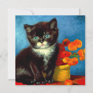 Van Gogh Tuxedo Cat  Invitation