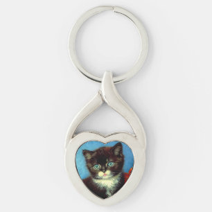 Van Gogh Tuxedo Cat Key Ring