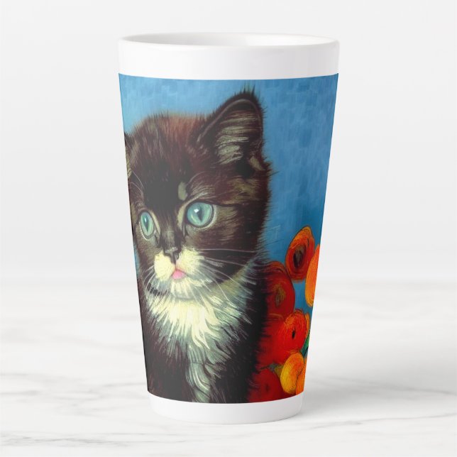 Van Gogh Tuxedo Cat  Latte Mug (Front)