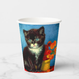 Van Gogh Tuxedo Cat Paper Cups
