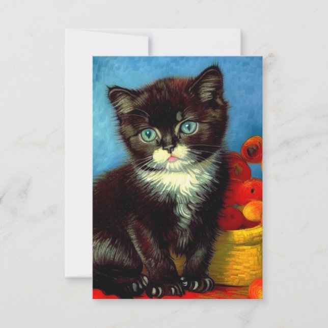 Van Gogh Tuxedo Cat  RSVP Card (Front)