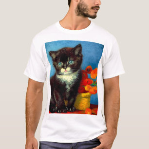 Van Gogh Tuxedo Cat T-Shirt