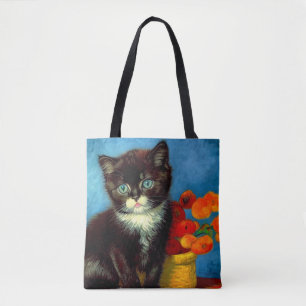 Van Gogh Tuxedo Cat Tote Bag