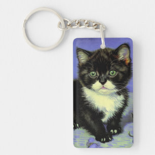 Van Gogh Tuxedo Kitten Key Ring