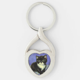 Van Gogh Tuxedo Kitten Key Ring