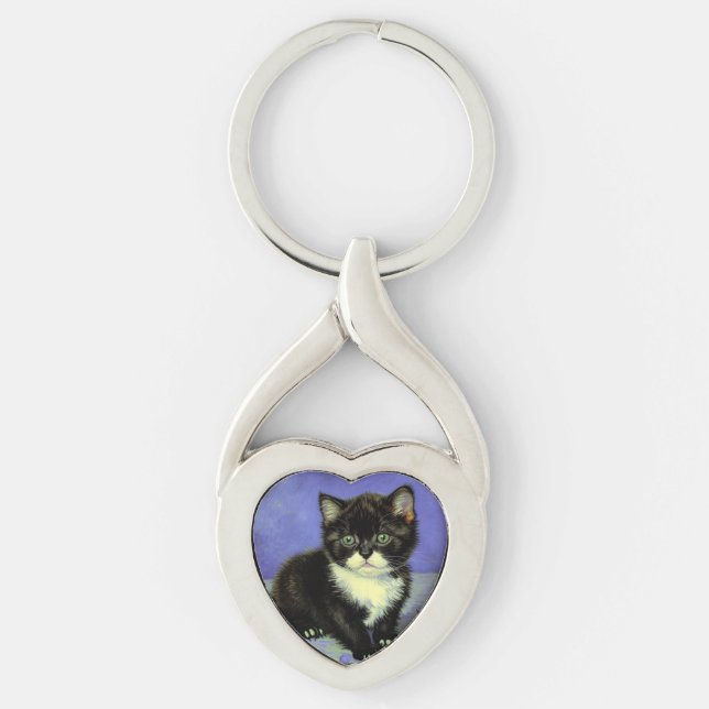 Van Gogh Tuxedo Kitten Key Ring (Front)
