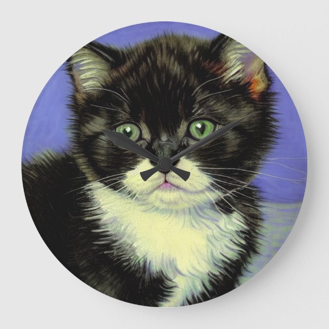 Van Gogh Tuxedo Kitten Large Clock (Front)