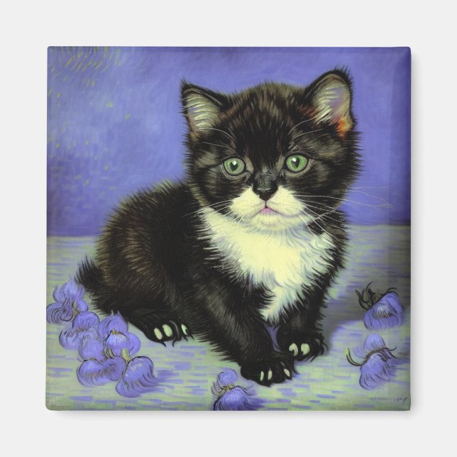 Van Gogh Tuxedo Kitten Magnet (Front)