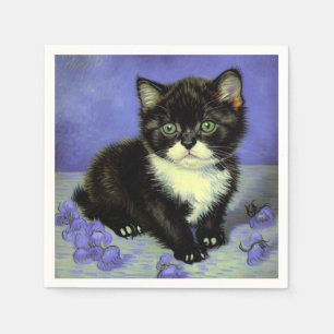 Van Gogh Tuxedo Kitten Napkin