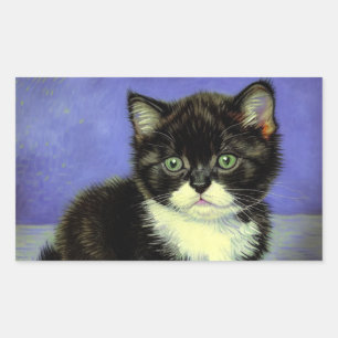 Van Gogh Tuxedo Kitten Rectangular Sticker