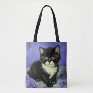 Van Gogh Tuxedo Kitten Tote Bag