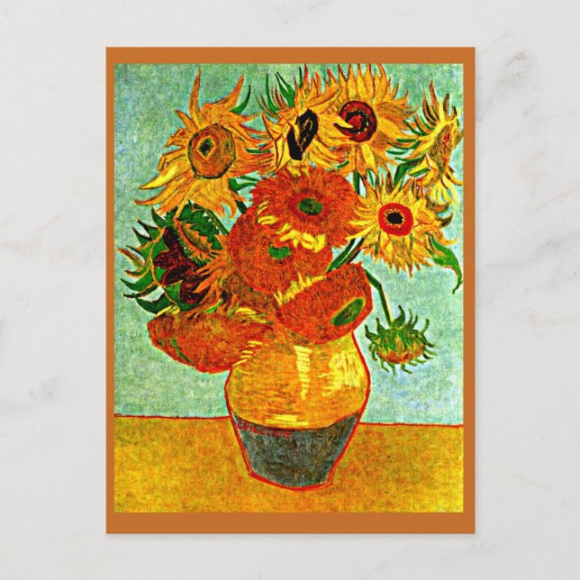 Van Gogh - Twelve Sunflowers with Mat Postcard (Front)
