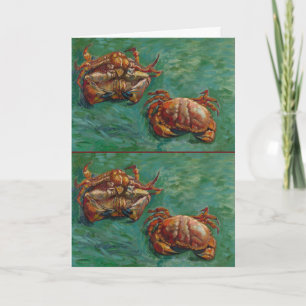 Van Gogh Two Crabs Green Impressionist Art Card