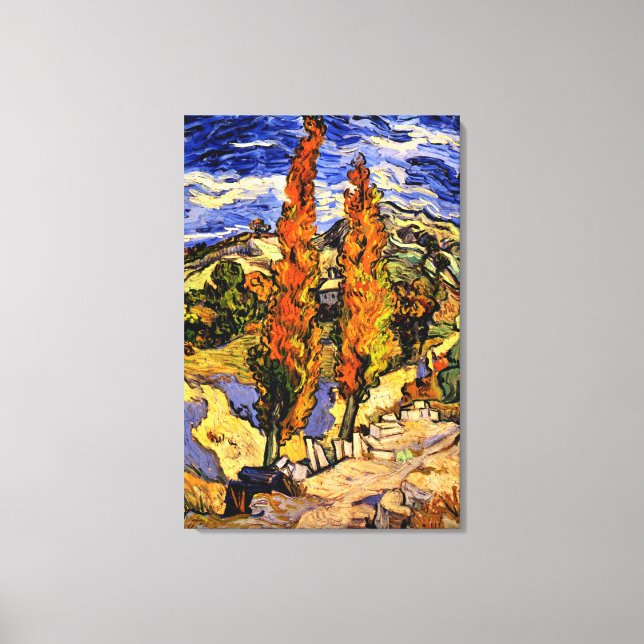 Van Gogh - Two Poplars on a Hill Canvas Print (Front)