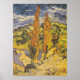 Van Gogh Two Poplars - Vibrant Yellow Nature Art Poster