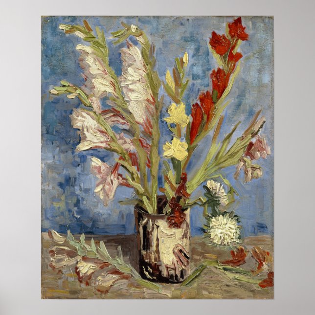 Van Gogh - Vase, Garden Gladiolus & Chinese Asters Poster (Front)