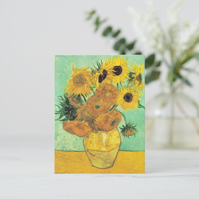 Van Gogh - Vase with 12 Sunflowers Postcard (Standing Front)