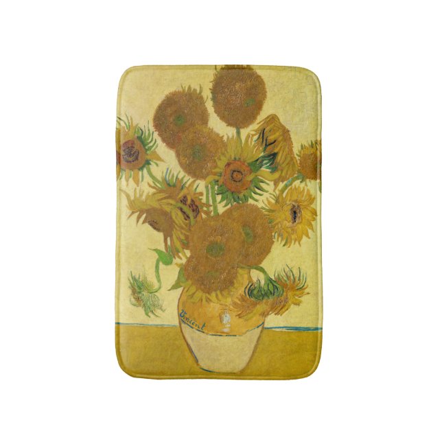 Van Gogh - Vase with 15 Sunflowers Bath Mat (Front Vertical)