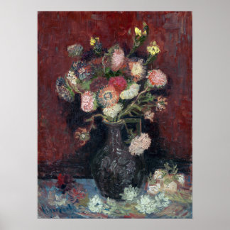 van Gogh Vase with Chinese Asters and Gladioli Poster