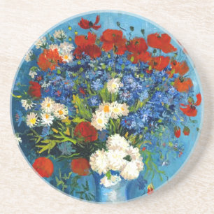Van Gogh Vase with Cornflowers and Poppies Coaster