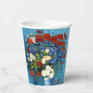 Van Gogh Vase with Cornflowers and Poppies Paper Cups