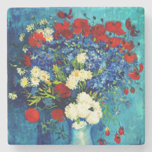 Van Gogh Vase with Cornflowers and Poppies Stone Coaster