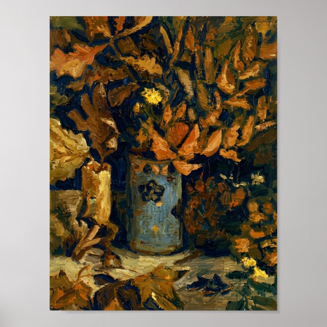 Van Gogh Vase with Dead Leaves Poster (Front)