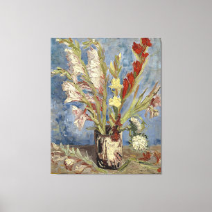 Van Gogh Vase with Gladioli and China Asters   Canvas Print