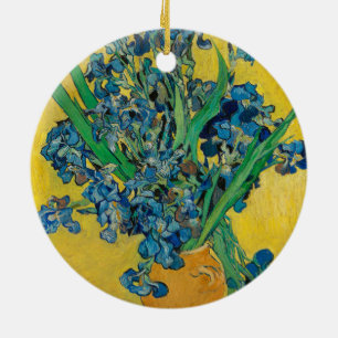 Van Gogh Vase with Irises Classic Impressionism Ceramic Tree Decoration