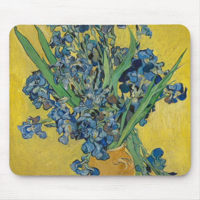 Van Gogh Vase with Irises Classic Impressionism Mouse Pad (Front)