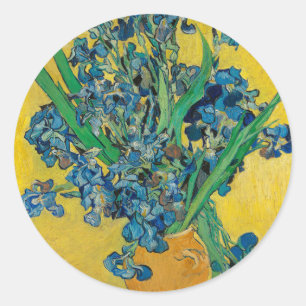Van Gogh Vase with Irises Classic Impressionism Round Sticker