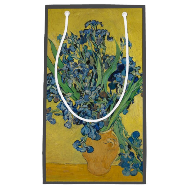 Van Gogh Vase with Irises Classic Impressionism Small Gift Bag (Front)