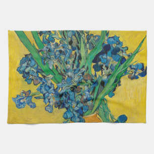 Van Gogh Vase with Irises Classic Impressionism Tea Towel