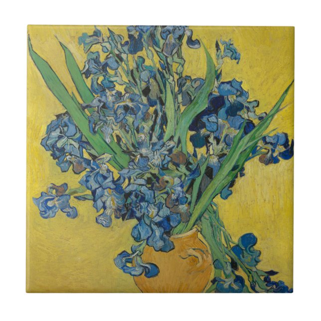 Van Gogh Vase with Irises Classic Impressionism Tile (Front)
