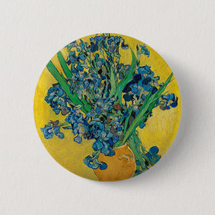 Van Gogh Vase with Irises on Yellow 6 Cm Round Badge