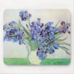Van Gogh Vase with Irises, Vintage Floral Fine Art Mouse Pad
