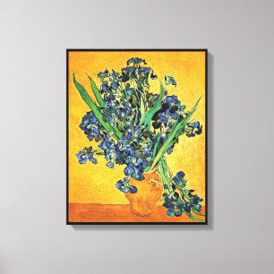 Van Gogh - Vase with Irises Yellow Background Canvas Print