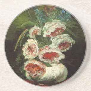 Van Gogh Vase with Peonies, Vintage Fine Art Coaster