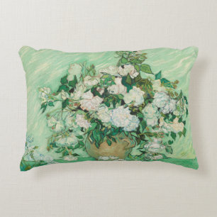 Van Gogh Vase with Pink Roses Fine Art Decorative Cushion
