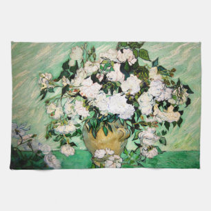 Van Gogh Vase with Pink Roses Kitchen Towel