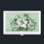 Van Gogh Vase with Pink Roses Vintage Art Monogram Business Card Holder<br><div class="desc">Vincent van Gogh (Dutch, 1853 - 1890) Vase with Pink Roses, 1890, Oil on canvas, 71 cm x 90 cm. Painted in the psychiatric hospital at Saint-Remy, before Van Gogh was set to check out. The painting reflects the optimism he had for his future, both in his choice of color...</div>