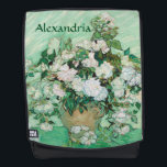 Van Gogh Vase with Pink Roses Vintage Floral Art Backpack<br><div class="desc">Vincent van Gogh (Dutch, 1853 - 1890) Vase with Pink Roses, 1890, Oil on canvas, 71 cm x 90 cm. Painted in the psychiatric hospital at Saint-Remy, before Van Gogh was set to check out. The painting reflects the optimism he had for his future, both in his choice of colour...</div>