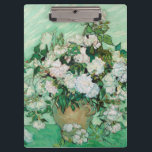 Van Gogh Vase with Pink Roses Vintage Floral Art Clipboard<br><div class="desc">Vincent van Gogh (Dutch, 1853 - 1890) Vase with Pink Roses, 1890, Oil on canvas, 71 cm x 90 cm. Painted in the psychiatric hospital at Saint-Remy, before Van Gogh was set to check out. The painting reflects the optimism he had for his future, both in his choice of colour...</div>