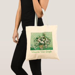 Van Gogh Vase with Pink Roses Vintage Flowers Art Tote Bag
