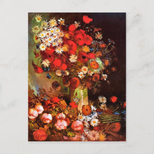 Van Gogh - Vase with Poppies, Cornflowers, Peonies Postcard