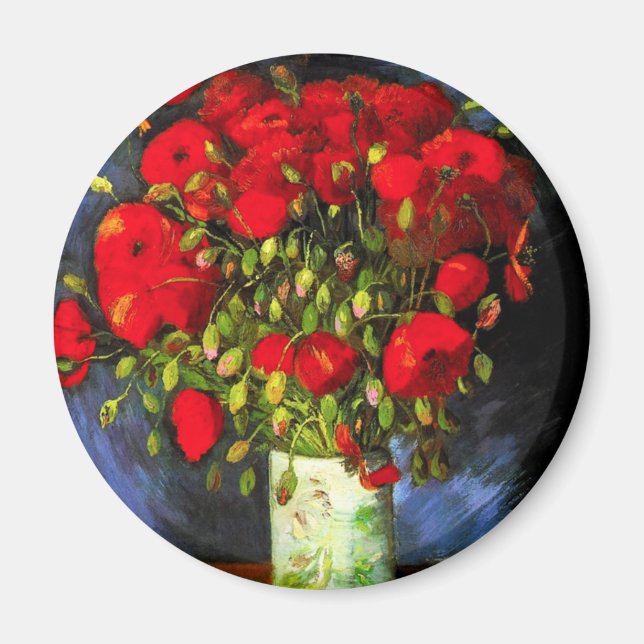 Van Gogh Vase With Red Poppies Magnet (Front)