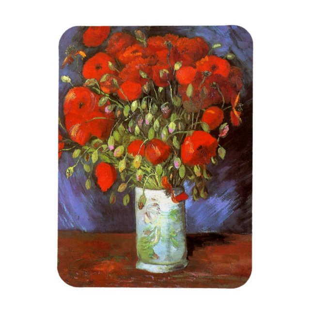 Van Gogh: Vase with Red Poppies Magnet (Vertical)