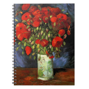 Van Gogh Vase with Red Poppies, Vintage Fine Art Spiral Notebook
