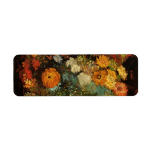 Van Gogh Vase with Zinnias Vintage Floral Fine Art
