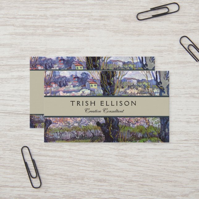 Van Gogh View Arles Flowering Garden Business Card (Front/Back In Situ)